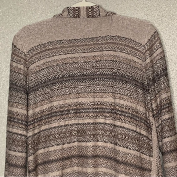 J Jill Waterfall Open Cardigan Striped Neutral Browns Women’s Size L - Picture 3 of 9